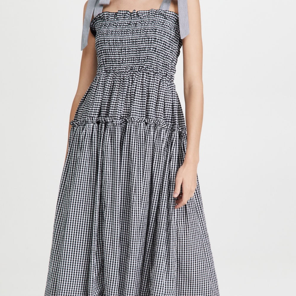 Gingham Smocked Midi Dress